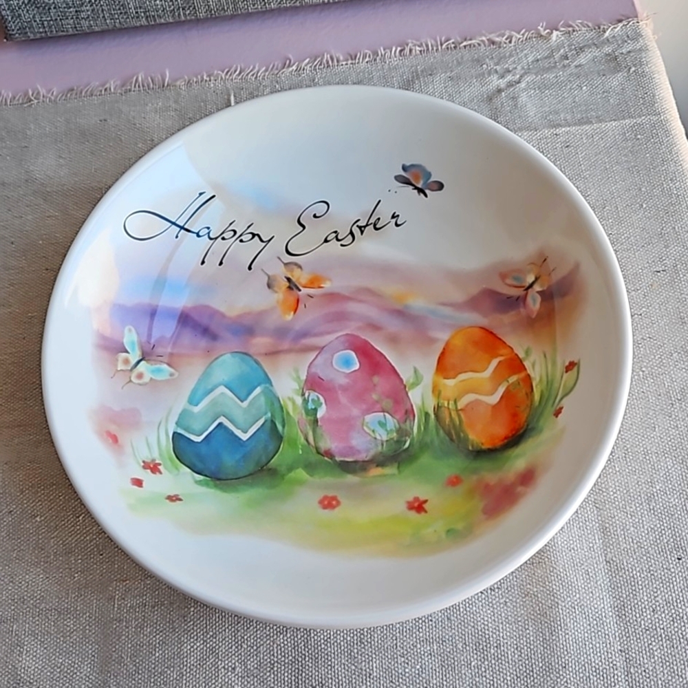 Cuore Italy Ceramic "Happy Easter" bowl, 8.5" diameter